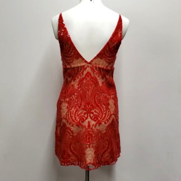 Free People Night Shimmer Mini Dress Sequined Red Womens Size 0 Holiday Glam - Picture 4 of 14